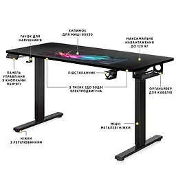 Комп'ютерний стіл Mealux PowerDesk Duo Black (EVO-242 Duo B/B) - мініатюра 4