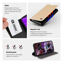 Чехол-книжка для Infinix Smart 10 4G, OneFold Case, золотой, из экокожи (PU) и TPU, с магнитом, с подставкой и отделением для карт, трансформируется в подставку, противоударный, защита всего корпуса, ArmorStandart (ARM87825) - мініатюра 4