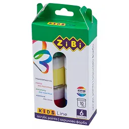 Акрилові фарби ZiBi KIDS Line 6 кольорів по 10 мл (ZB.6660)