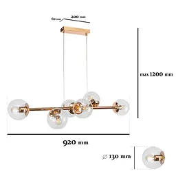Люстра LED Levistella 7521010-6 GD+CL, 6 плафонів, метал, золото, прозоре скло - мініатюра 5