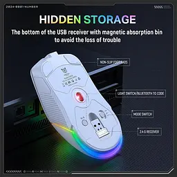Комп'ютерна мишка Onikuma для ПК та ноутбука CW-98 12000 DPI Bluetooth 2.4GHz RGB підсвітка Білий - мініатюра 6