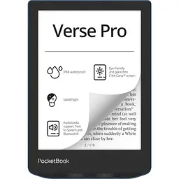 Електронна книга 6" PocketBook Verse Pro PB634 Azure (PB634-A-CIS) E-Ink Carta, 1448x1072, 300 dpi, 16Gb, microSD, 1GHz, 512Mb, 1500 мАч, підсвічування, Wi-Fi, USB Type-C, Bluetooth