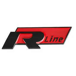Емблема напис RLine Чорна+Червона 76.8х24.3мм метал (на скотчі)
