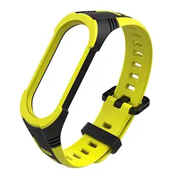 Силіконовий ремінець Primo Mijobs Perfor Classic для фітнес браслета Xiaomi Mi Smart Band 5 Black-Yellow - мініатюра 2