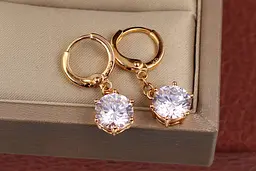 Сережки підвіски Xuping Jewelry камінчик на ланцюжку на шість кріплень 2.6 см 8 мм золотисті