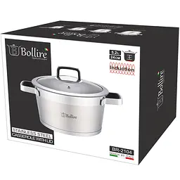 Каструля Bollire Palermo, з кришкою, срібляста, 24 см, 5,2 л (BR-2104) - мініатюра 3
