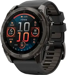 Смарт-годинник Garmin Fenix 8 47mm AMOLED Sapphire Carbon Gray DLC Titanium with Black Silicone Band (010-02904-29) EU