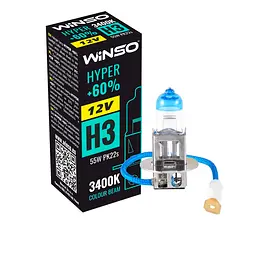 Лампа галогенна WINSO (12V H3 HYPER +60% 55W PK22s) 712320 - мініатюра 1