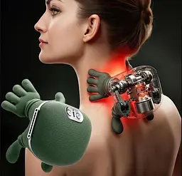 Масажер для шиї з ручками Shoulder and Neck Massager FZ-831 Зелений, електричний масажер для всього тіла - мініатюра 8