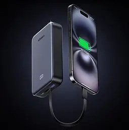 Повербанк Ugreen PB505 20000 mah 22.5 W з вбудованим кабелем Type-C LED дисплеєм та швидкою зарядкою - мініатюра 3