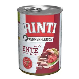 Беззерновий вологий корм Rinti Kennerfleisch mit Ente Рінті повнораціонний для собак, Качка 400 г (91069)