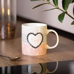 Чашка порцелянова Love 400 мл, рожевий з білим Liling Rongxiang Ceramic RX-N240143PKV - мініатюра 4
