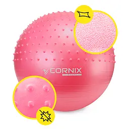 М'яч для фітнесу (фітбол) Cornix 55 см напівмасажний Anti-Burst Pink XR-0461 - мініатюра 5