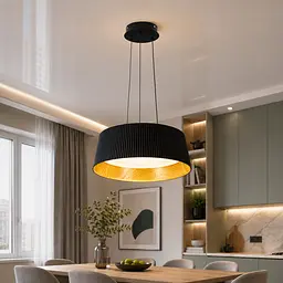 Сучасна підвісна LED-люстра Levistella 781P2917 (460) BK+LWD чорна під світле дерево 44W з пультом