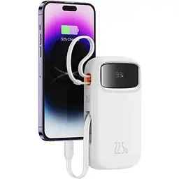 Портативна батарея Baseus QPow2 10000mAh 22.5W Dual-Cable біла (P10055001222-B1) - мініатюра 2