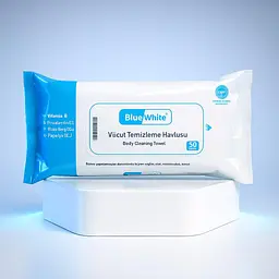 Вологі рушники універсальні Blue White Body Cleaning Towels 50 шт. Великі вологі серветки для тіла - мініатюра 4