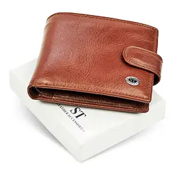 Чоловіче портмоне з натуральної шкіри ST Leather B104 коричневе 9,5 см - мініатюра 2