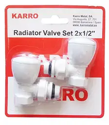 Комплект радіаторних кутових кранів Karro KR-319 верхні 1/2" Білий 30412 - мініатюра 2