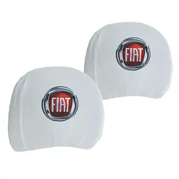 Чохли для підголівників Універсальні Fiat Білі Кольоровий логотип 2 шт