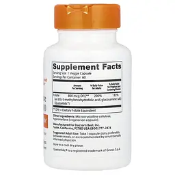 Фолієва кислота (B-9) Folate 800 with Quatrefolic 800 mcg 60 капсул Doctor's Best vit0004793 - мініатюра 2