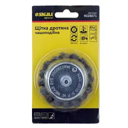 Щітка дротяна чашоподібна Ø75мм хвостовик Ø6мм (сталева кручена) SIGMA (9028071) - мініатюра 7