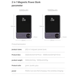 Бездротовий Повербанк MagSafe Power Bank для iPhone 10000mAh 20W Магсейф Павербанк з бездротовою зарядкою Q9p - мініатюра 10