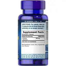 Амінокислота Puritans Pride L-Tyrosine 500 мг 100 капсул - мініатюра 2