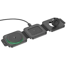 Беспроводное ЗУ Hoco CQ4 Unique 3-in-1 folding magnetic wireless 15W - мініатюра 2