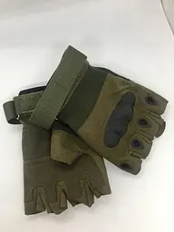 Мото рукавички без пальців Combat на спортивній липучці (Оливка) M - мініатюра 5