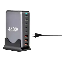 Зарядний пристрій XoKo 2xUSB-С PD100W + 3xUSB-С PD65W + 3xUSB QC18W 440W GaN (QC-400) - мініатюра 4