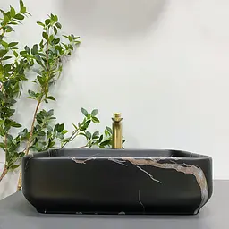 Умивальник VBI Palermo black stone matt накладний VBI-012306, Чорний матовий - мініатюра 4