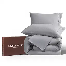Комплект постільної білизни Полуторний Lovely Svi (120 г/м2) варена бавовна - Сіра смужка 