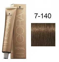 Перманентна фарба для сивого волосся Schwarzkopf Igora Royal Absolutes, відтінок 7-140 (середньо-русий сандре бежевий натуральний), 60 мл (2680049) - мініатюра 2