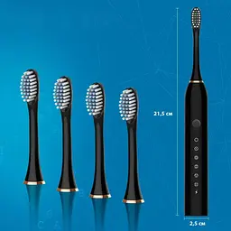 Ультразвукова зубна щітка з 4 насадками Sonic Toothbrush X-3 White - мініатюра 3