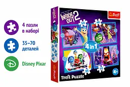 Пазли 4в1 Trefl Inside Out 2 Думками навиворіт 2 Правлять емоції 35, 48, 54, 70 деталей дитячі пазли Disney Pixar (SKU-219) - мініатюра 2