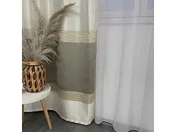 Жакардові штори молочного кольору на тасьмі 2шт. 140х270 ALBO pbe0052414 - мініатюра 11