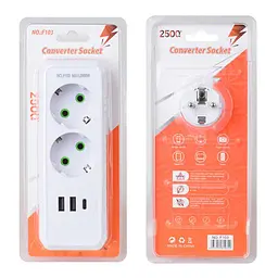 Подвійна розетка із заземленням Voltronic F-103 White, 2 розетки + 2xUSB + 1xType-C, 2500 Вт, 10 А, 110–250 В - мініатюра 2