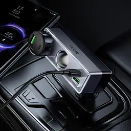АЗУ Hoco Z65B Smart dual cigarette lighter(PD48W/1A1C) car charger Black - мініатюра 3