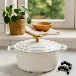 Каструля з мармуровим покриттям та металевою кришкою, 4.4 л (24 х 12 см) білий Edenberg EB-12093