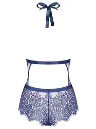 Комплект білизни Obsessive Flowlace S/M синій - мініатюра 5