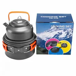 Набір туристичного посуду Camping Cooking, алюміній, з карабіном