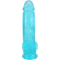 Фалоімітатор Doc Johnson Crystal Jellies, 20 см, з мошонкою, бірюзовий - мініатюра 3