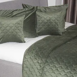 Покривало ТЕП Velour Chive Ромб круглий велюр 180x240 см темно-зелене - мініатюра 6