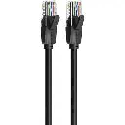 Патч-корд 1.5м, UTP cat 6 RJ-45 flat black Vention (IBJBG) - мініатюра 4