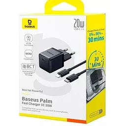 МЗП Baseus Palm Fast Charger 20W (1USB-C) + кабель Type-C to Lightning (E01164) Cluster Black - мініатюра 3