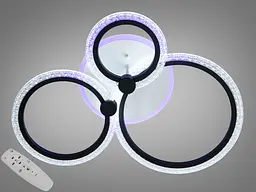 LED люстра з пультом, диммером і кольоровою підсвіткою, 55W, чорна