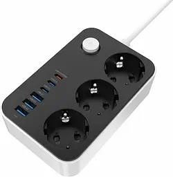 Фільтр-подовжувач мережевий СolorWay 2м 3 розетки 6USB black (CW-CHE36PDB) - мініатюра 2