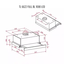 Витяжка телескопічна Perfelli TL 6622 Full BL 1000 LED - мініатюра 12