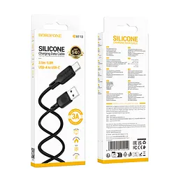 Кабель BOROFONE BX113 Lenny silicone charging data cable Type-C(L=3M) чорний - мініатюра 2