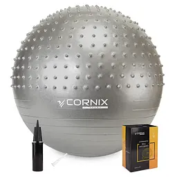 М'яч для фітнесу (фітбол) Cornix 65 см напівмасажний Anti-Burst Silver XR-0479